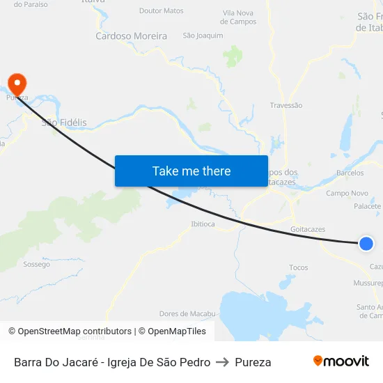 Barra Do Jacaré - Igreja De São Pedro to Pureza map