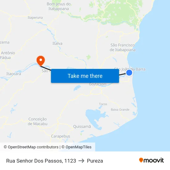 Rua Senhor Dos Passos, 1123 to Pureza map