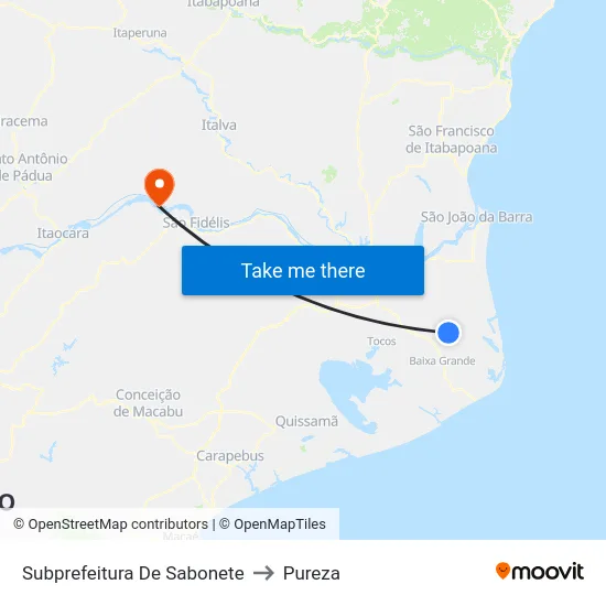 Subprefeitura De Sabonete to Pureza map