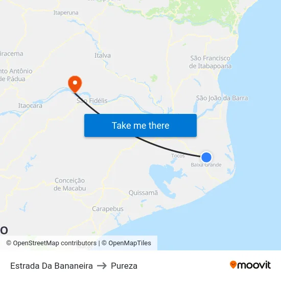 Estrada Da Bananeira to Pureza map