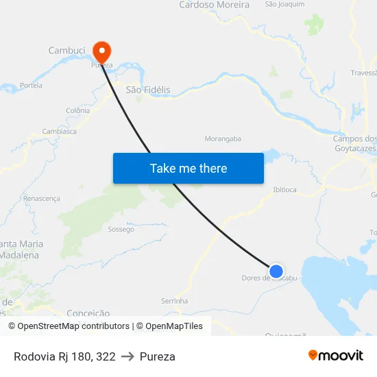 Rodovia Rj 180, 322 to Pureza map