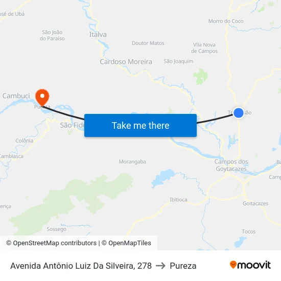 Avenida Antônio Luiz Da Silveira, 278 to Pureza map