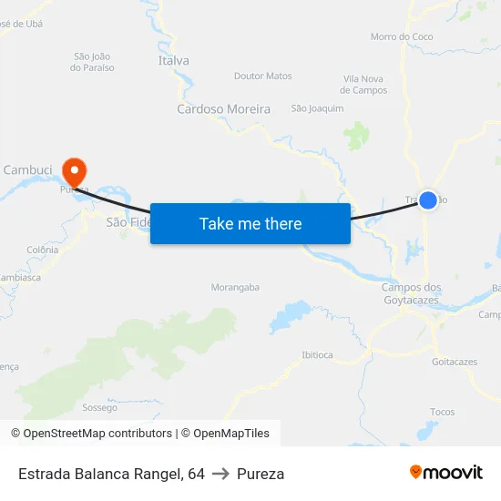 Estrada Balanca Rangel, 64 to Pureza map