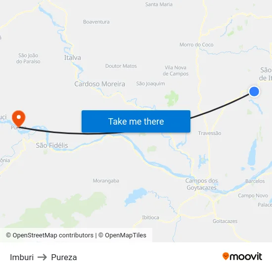 Imburi to Pureza map