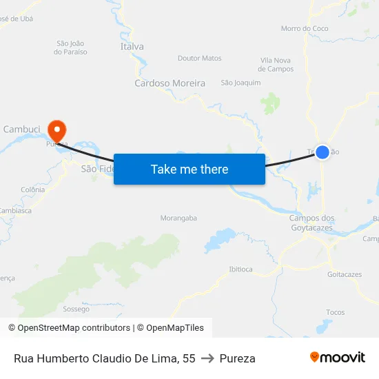 Rua Humberto Claudio De Lima, 55 to Pureza map