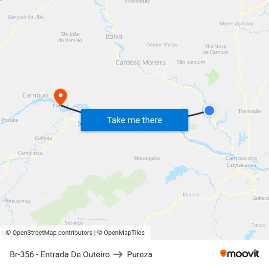 Br-356 - Entrada De Outeiro to Pureza map