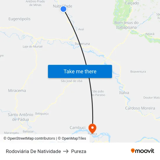 Rodoviária De Natividade to Pureza map