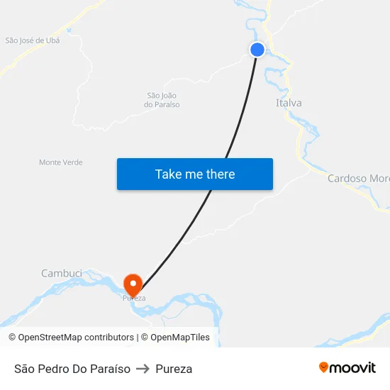 São Pedro Do Paraíso to Pureza map