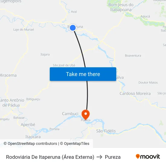 Rodoviária De Itaperuna (Área Externa) to Pureza map