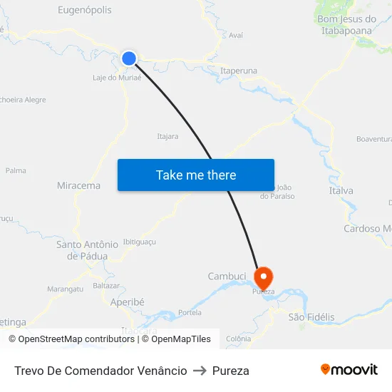 Trevo De Comendador Venâncio to Pureza map