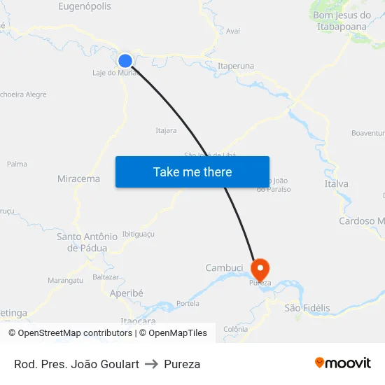 Rod. Pres. João Goulart to Pureza map