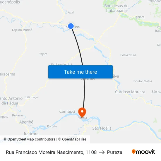 Rua Francisco Moreira Nascimento, 1108 to Pureza map