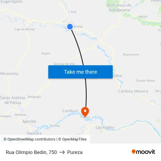Rua Olímpio Bedin, 750 to Pureza map