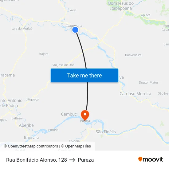 Rua Bonifácio Alonso, 128 to Pureza map