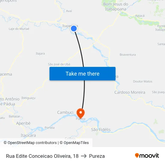 Rua Edite Conceicao Oliveira, 18 to Pureza map