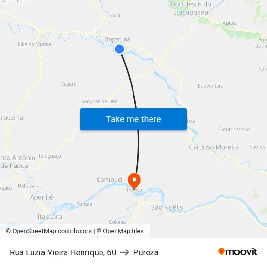 Rua Luzia Vieira Henrique, 60 to Pureza map