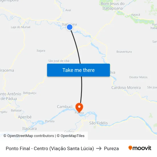 Ponto Final - Centro (Viação Santa Lúcia) to Pureza map