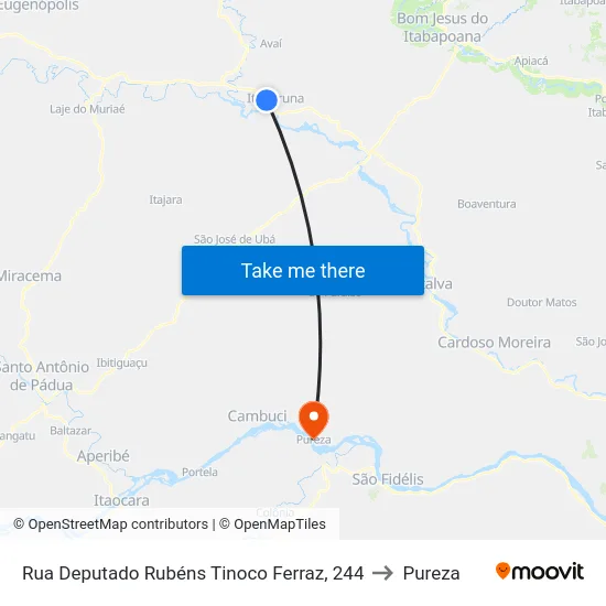 Rua Deputado Rubéns Tinoco Ferraz, 244 to Pureza map