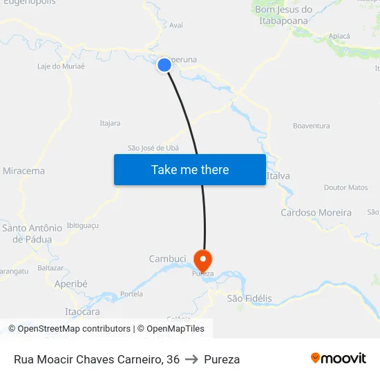 Rua Moacir Chaves Carneiro, 36 to Pureza map