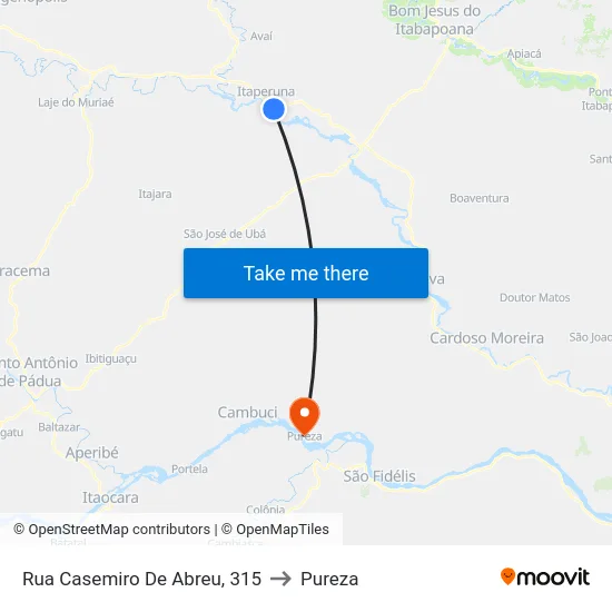 Rua Casemiro De Abreu, 315 to Pureza map