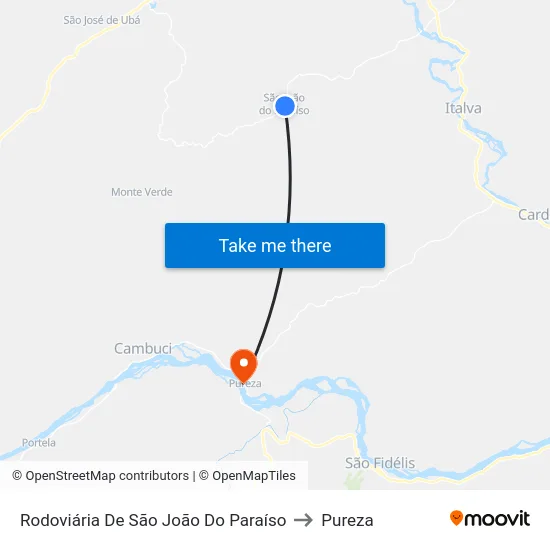 Rodoviária De São João Do Paraíso to Pureza map