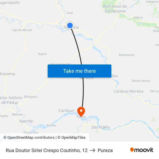 Rua Doutor Sirlei Crespo Coutinho, 12 to Pureza map