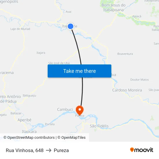 Rua Vinhosa, 648 to Pureza map