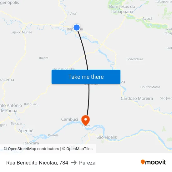 Rua Benedito Nicolau, 784 to Pureza map