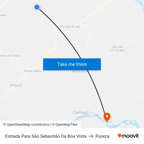 Estrada Para São Sebastião Da Boa Vista to Pureza map