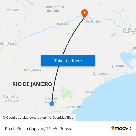 Rua Leôncio Capivari, 16 to Pureza map