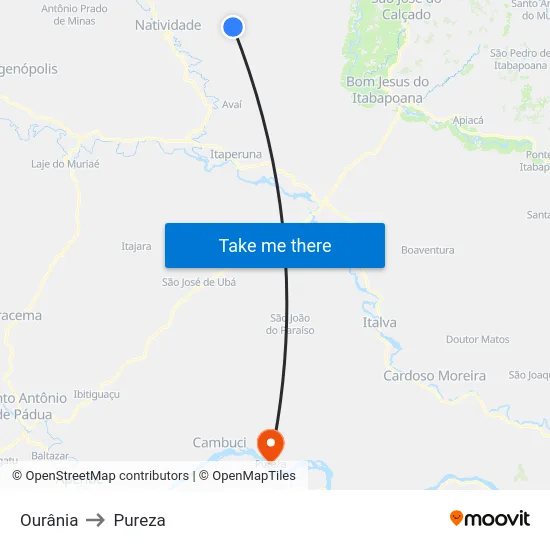 Ourânia to Pureza map