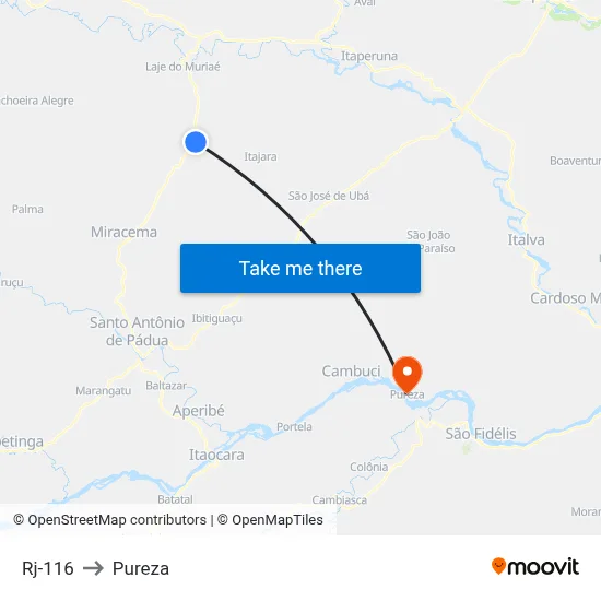 Rj-116 to Pureza map