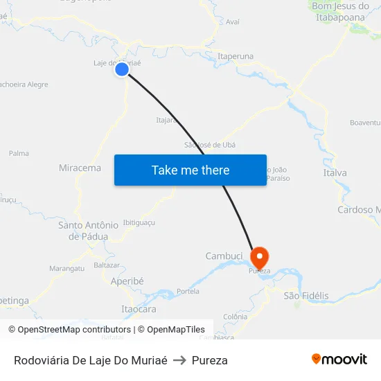 Rodoviária De Laje Do Muriaé to Pureza map