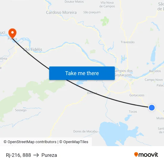 Rj-216, 888 to Pureza map