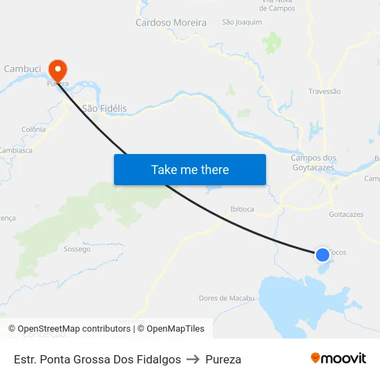 Estr. Ponta Grossa Dos Fidalgos to Pureza map