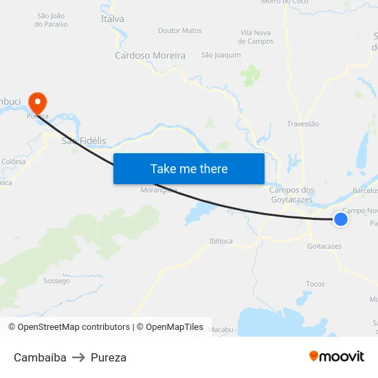 Cambaíba to Pureza map