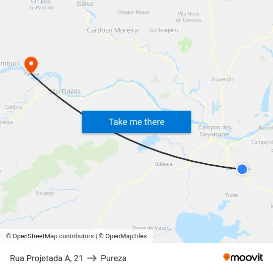 Rua Projetada A, 21 to Pureza map