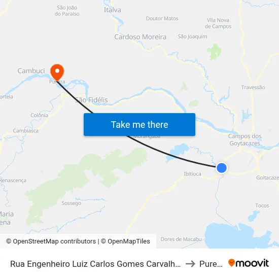 Rua Engenheiro Luiz Carlos Gomes Carvalho, 25 to Pureza map