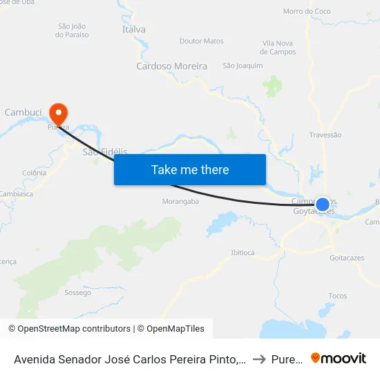 Avenida Senador José Carlos Pereira Pinto, 610 to Pureza map