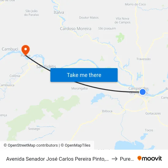 Avenida Senador José Carlos Pereira Pinto, 279 to Pureza map