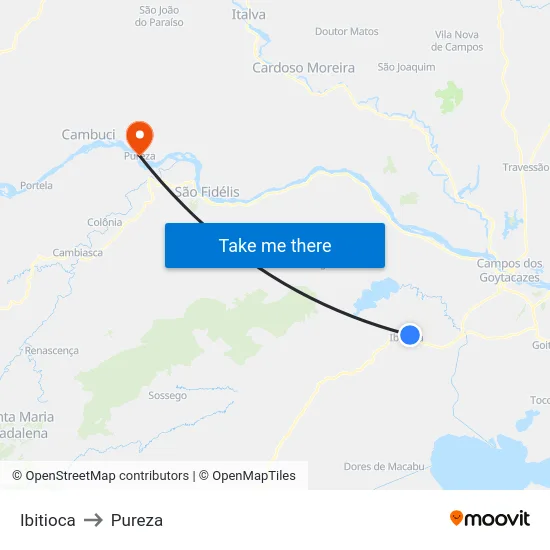 Ibitioca to Pureza map