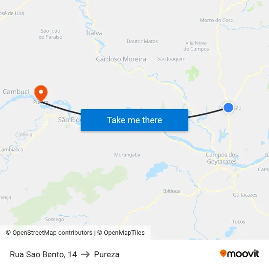 Rua Sao Bento, 14 to Pureza map