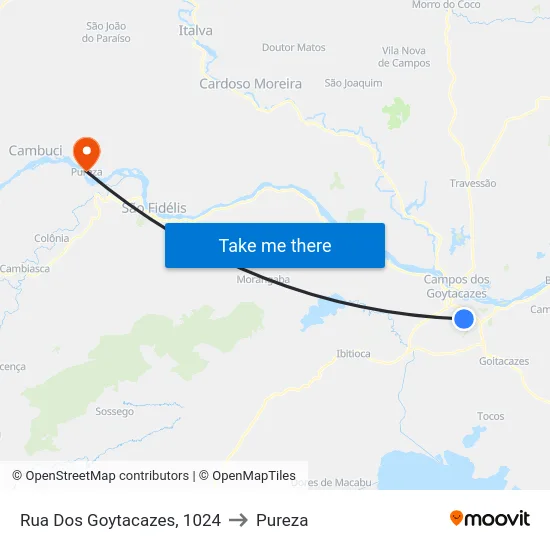 Rua Dos Goytacazes, 1024 to Pureza map