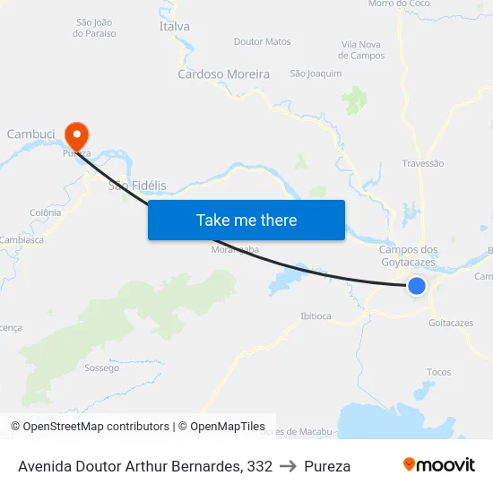 Avenida Doutor Arthur Bernardes, 332 to Pureza map