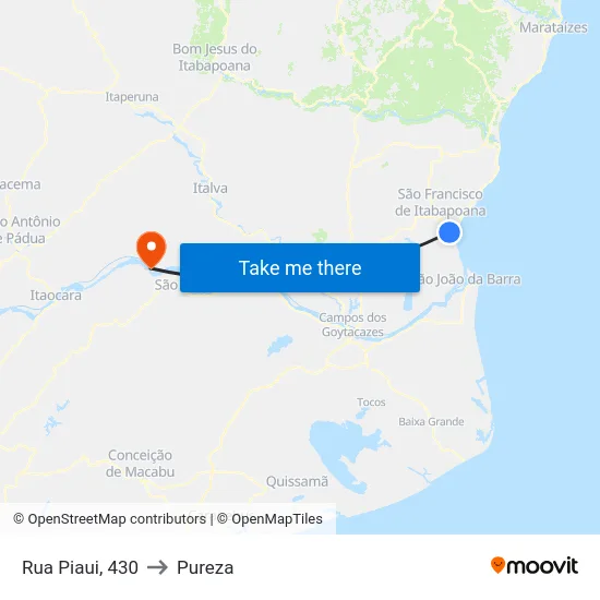 Rua Piaui, 430 to Pureza map