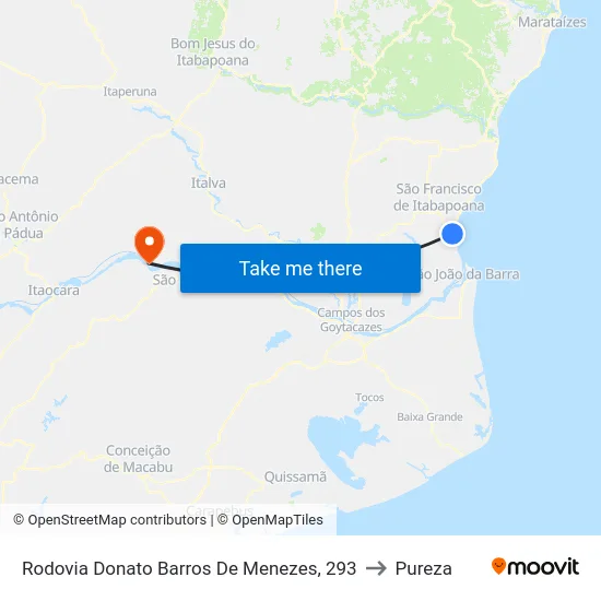Rodovia Donato Barros De Menezes, 293 to Pureza map