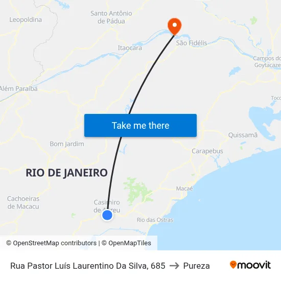 Rua Pastor Luís Laurentino Da Silva, 685 to Pureza map
