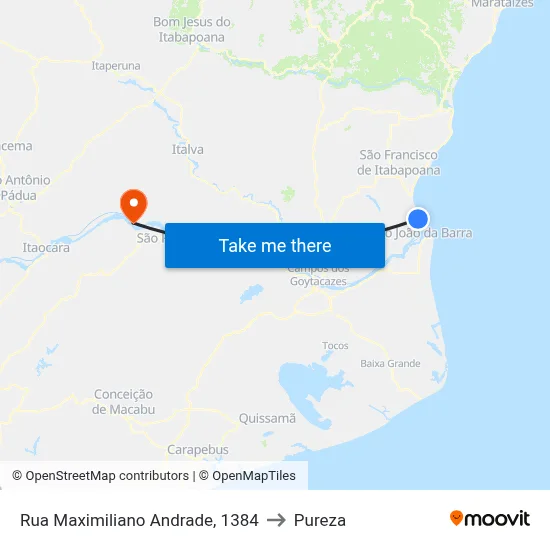 Rua Maximiliano Andrade, 1384 to Pureza map
