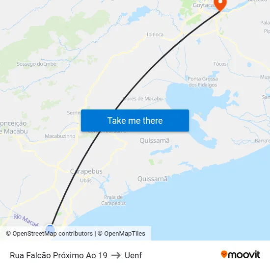 Rua Falcão Próximo Ao 19 to Uenf map