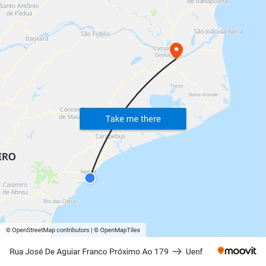 Rua José De Aguiar Franco Próximo Ao 179 to Uenf map